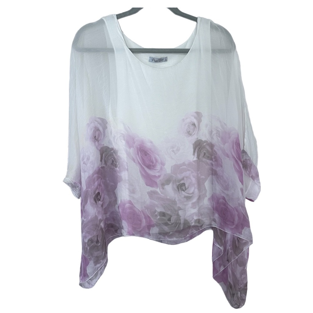 Elena Baldi Silk Italian Floral Blouse Top Size S EUC